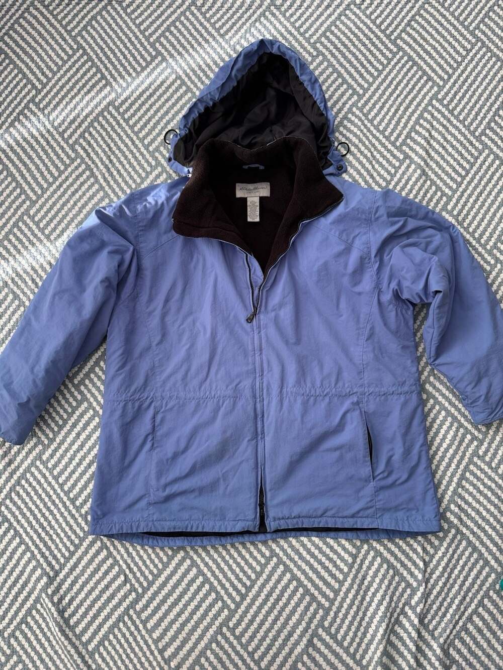 Eddie Bauer Fleece Lined Jacket Size XXL Blue Hooded Winter Coat